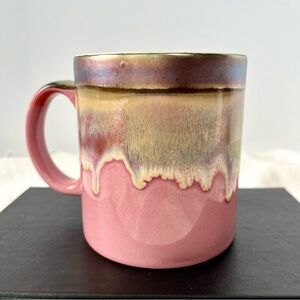 Pink Reactive Dip Dye Ceramic Coffee Mug 16 oz Metallic Straight Side Mug